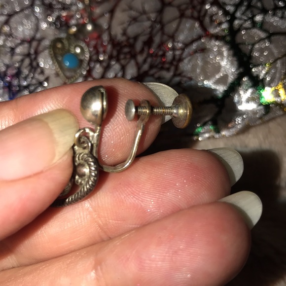 Vintage clip Ons silver with blue stones 💕 - Picture 4 of 4